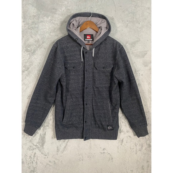 Quiksilver Other - Quiksilver Mens Small Charcoal Gray Heather Full Zip Hooded Jacket Skater Casual